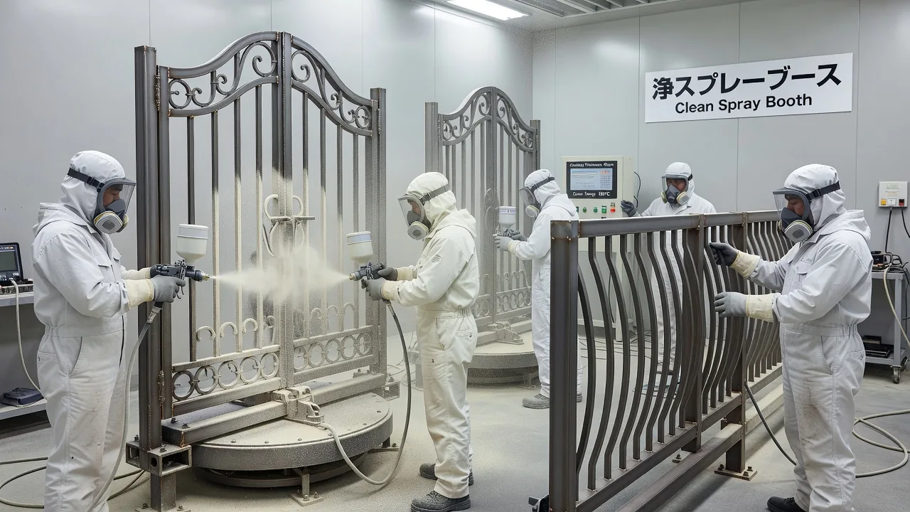 粉体塗装工程の様子