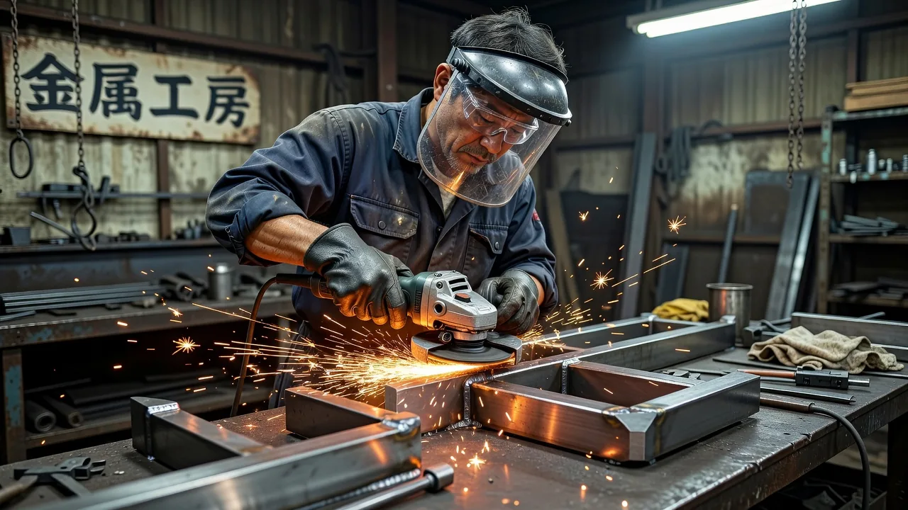 金属表面の研磨仕上げ作業
